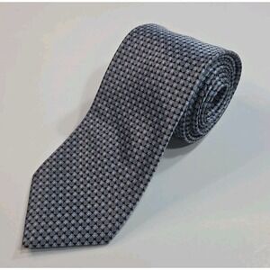 Perry Ellis Portfolio Neck Tie - 100% Silk - Blue/Silver Geometric 3.25x80